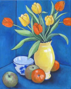 Blue Still Life with Tulips