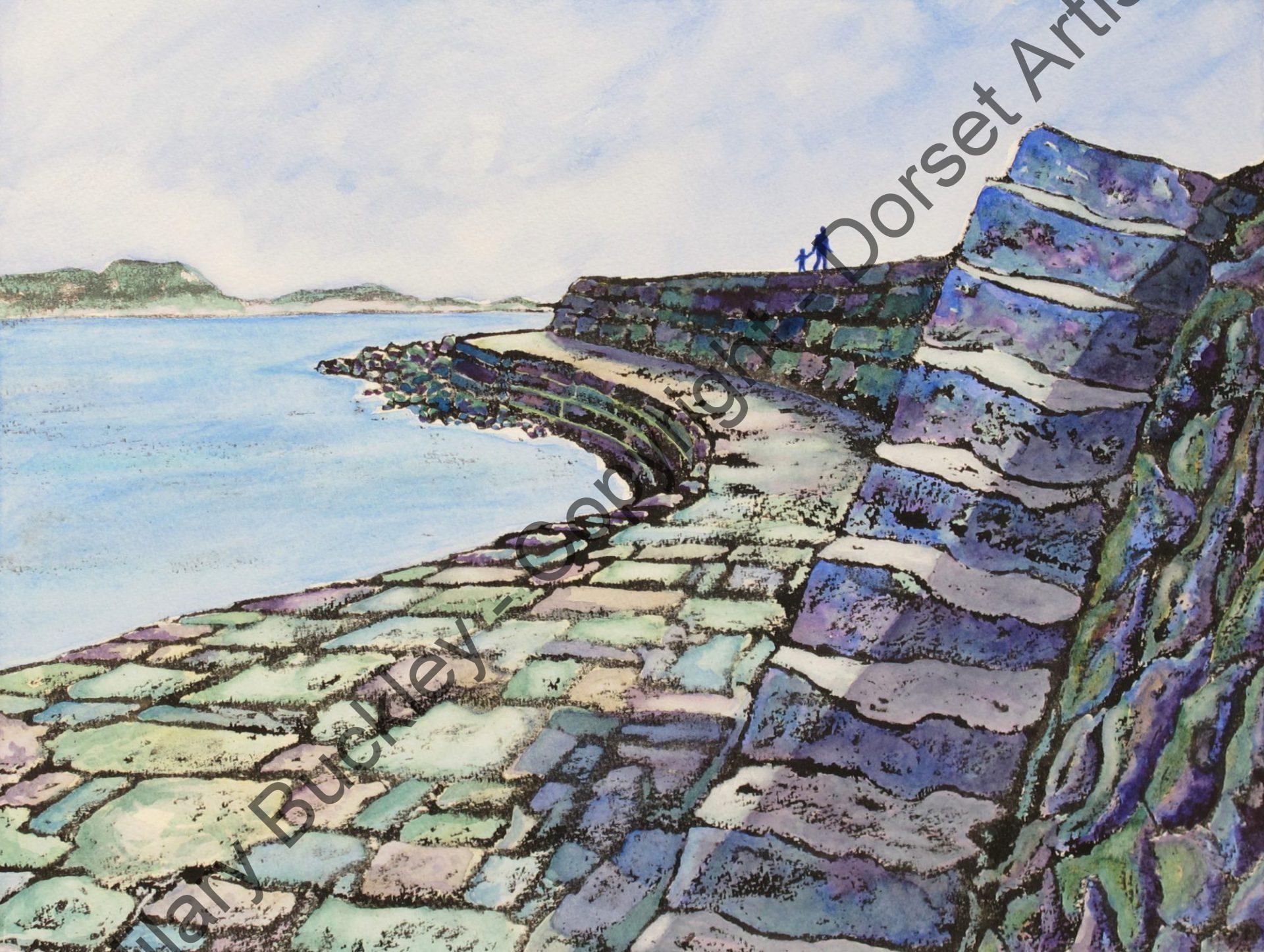 Golden Cap from the Cobb Steps, Lyme Regis