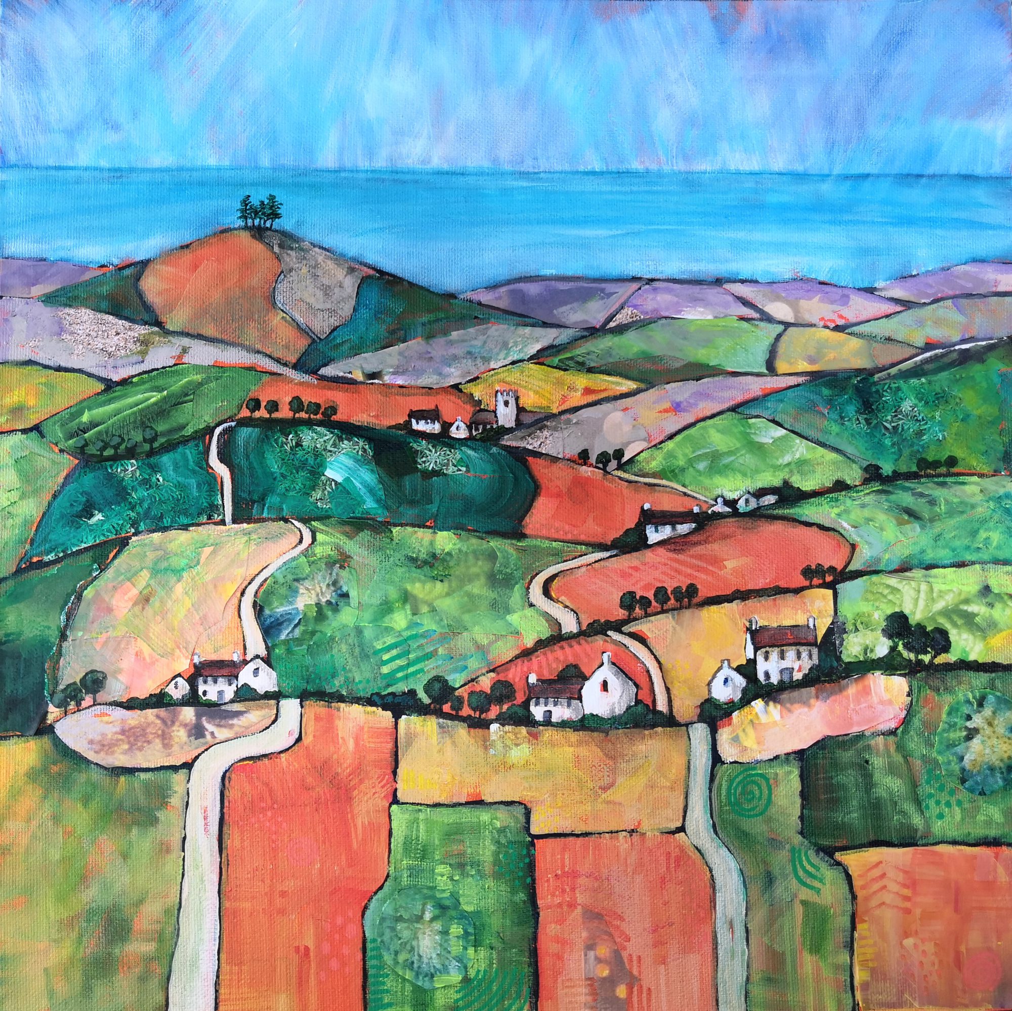 Patchwork Panorama To Colmers Hill Hilary Buckley Dorset Artist