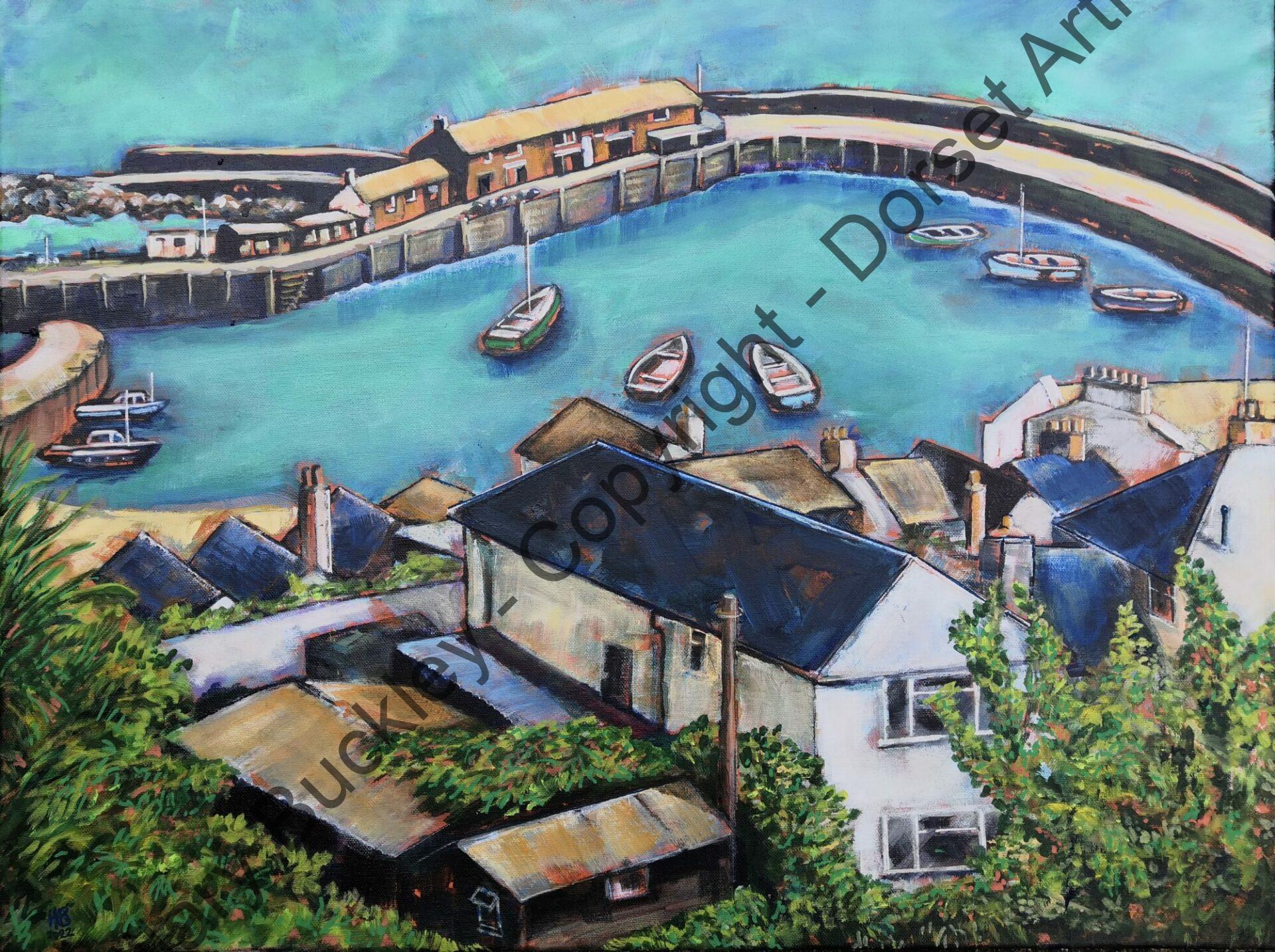 Over Rooftops to the Cobb, Lyme Regis