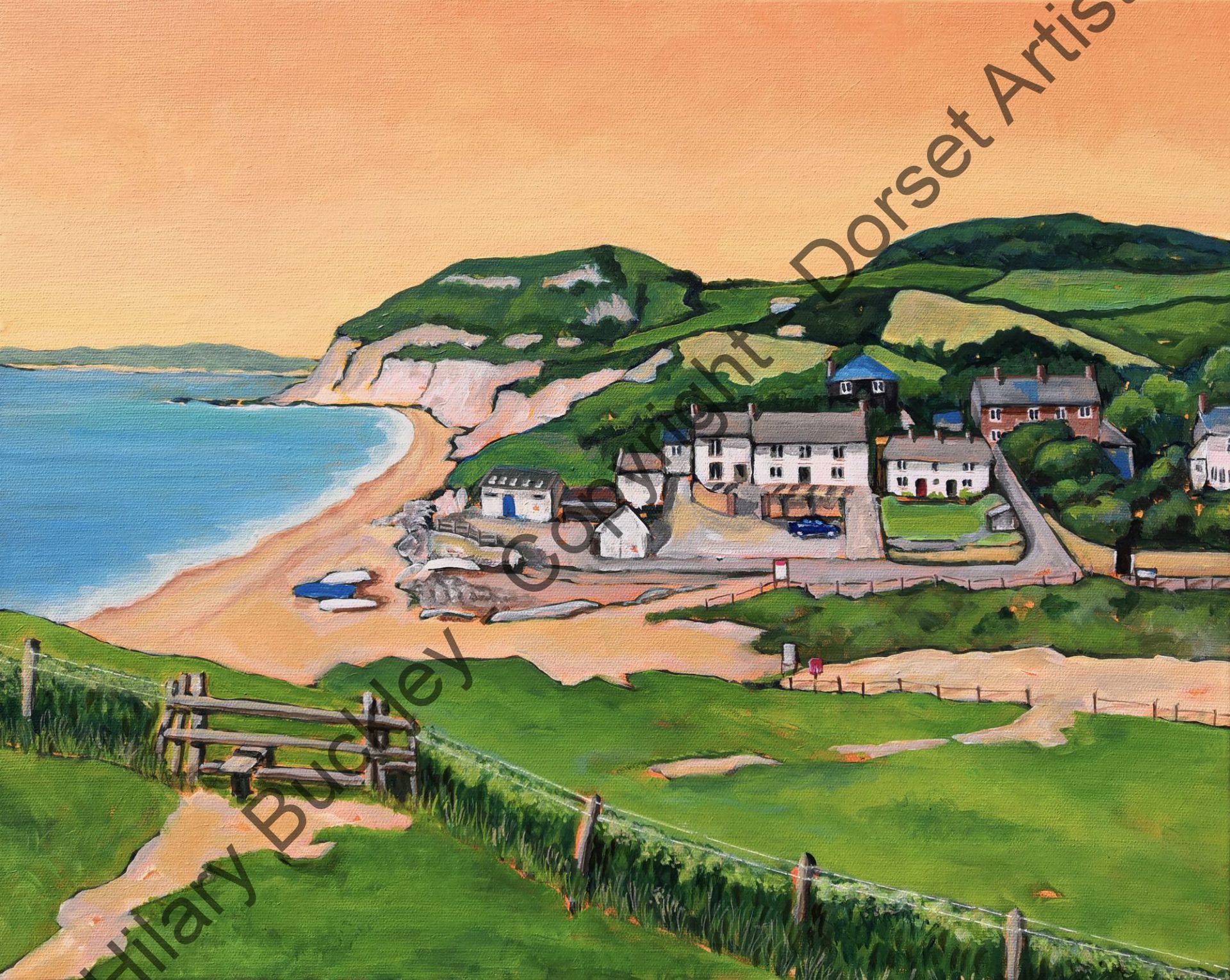 Sunset over Seatown and Golden Cap