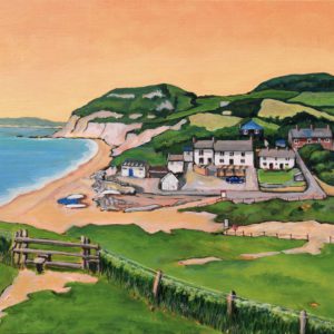 Sunset over Seatown and Golden Cap