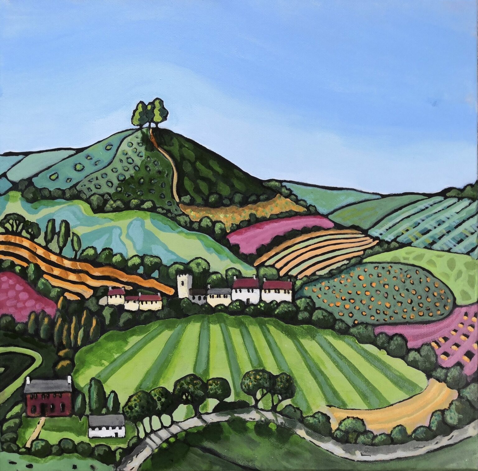 Colourful Colmers Hill Hilary Buckley Dorset Artist Lyme Regis