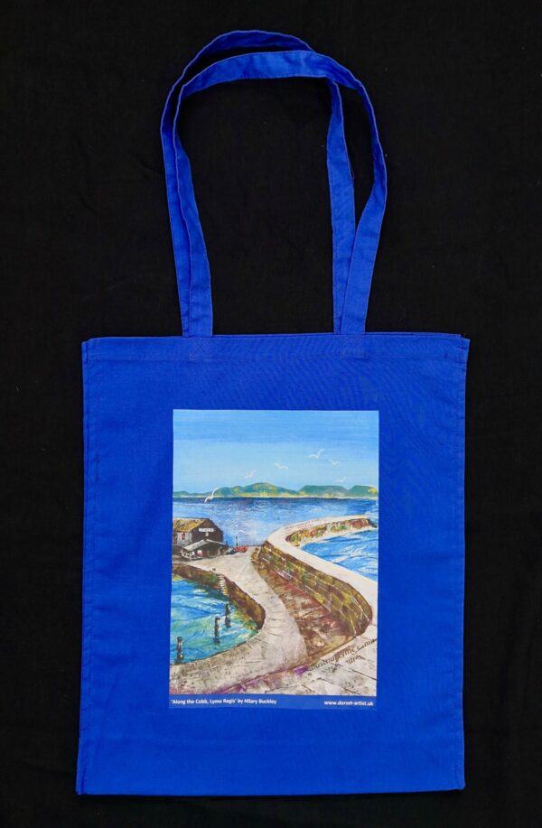 Blue bag with Along the Cobb, Lyme Regis