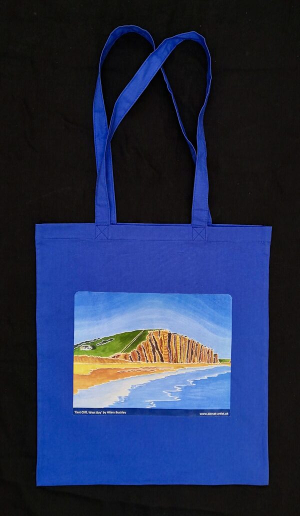 Blue long-handled bag - East Cliff, West Bay