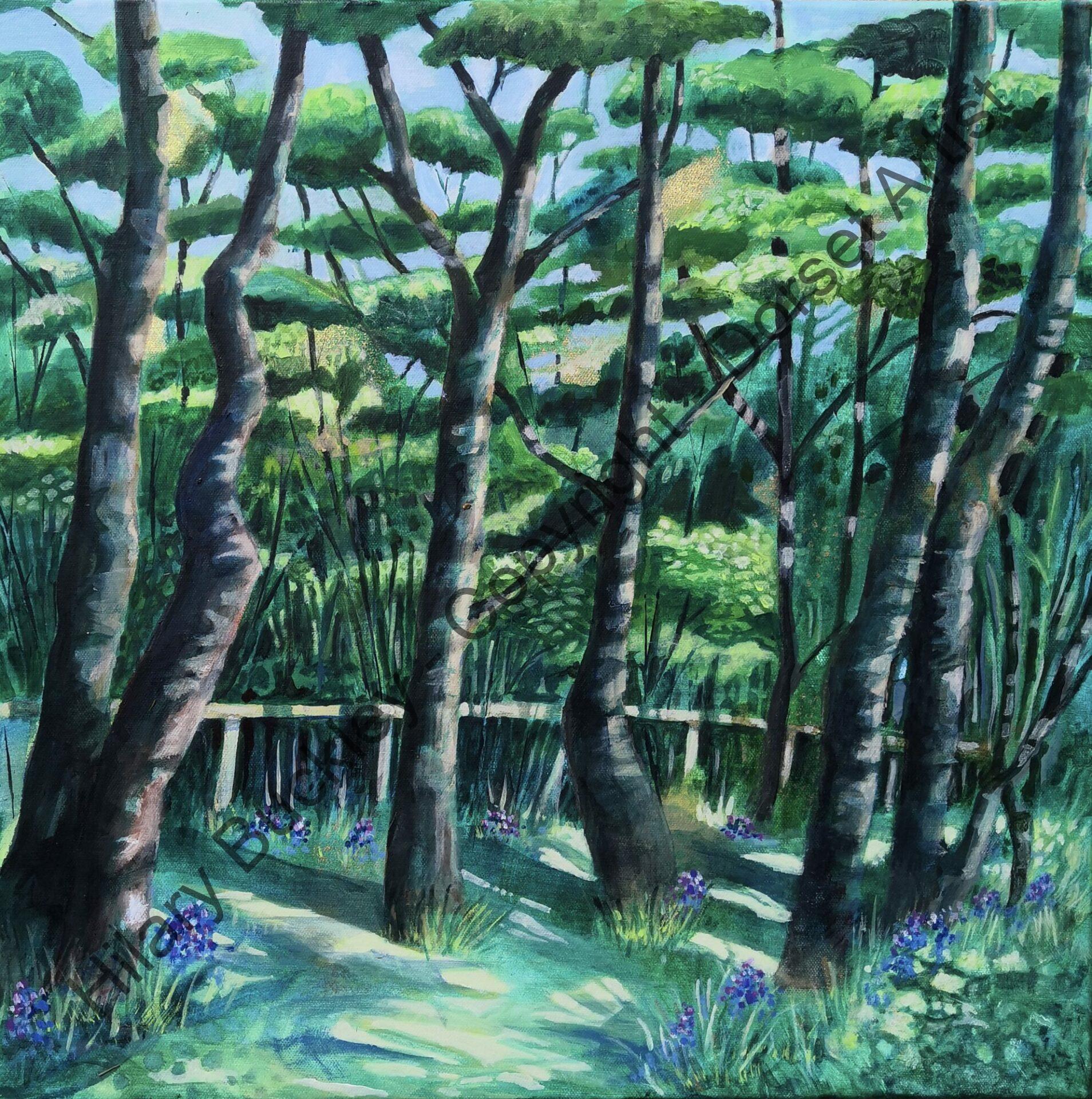 Sunlit Pathway through the Woods