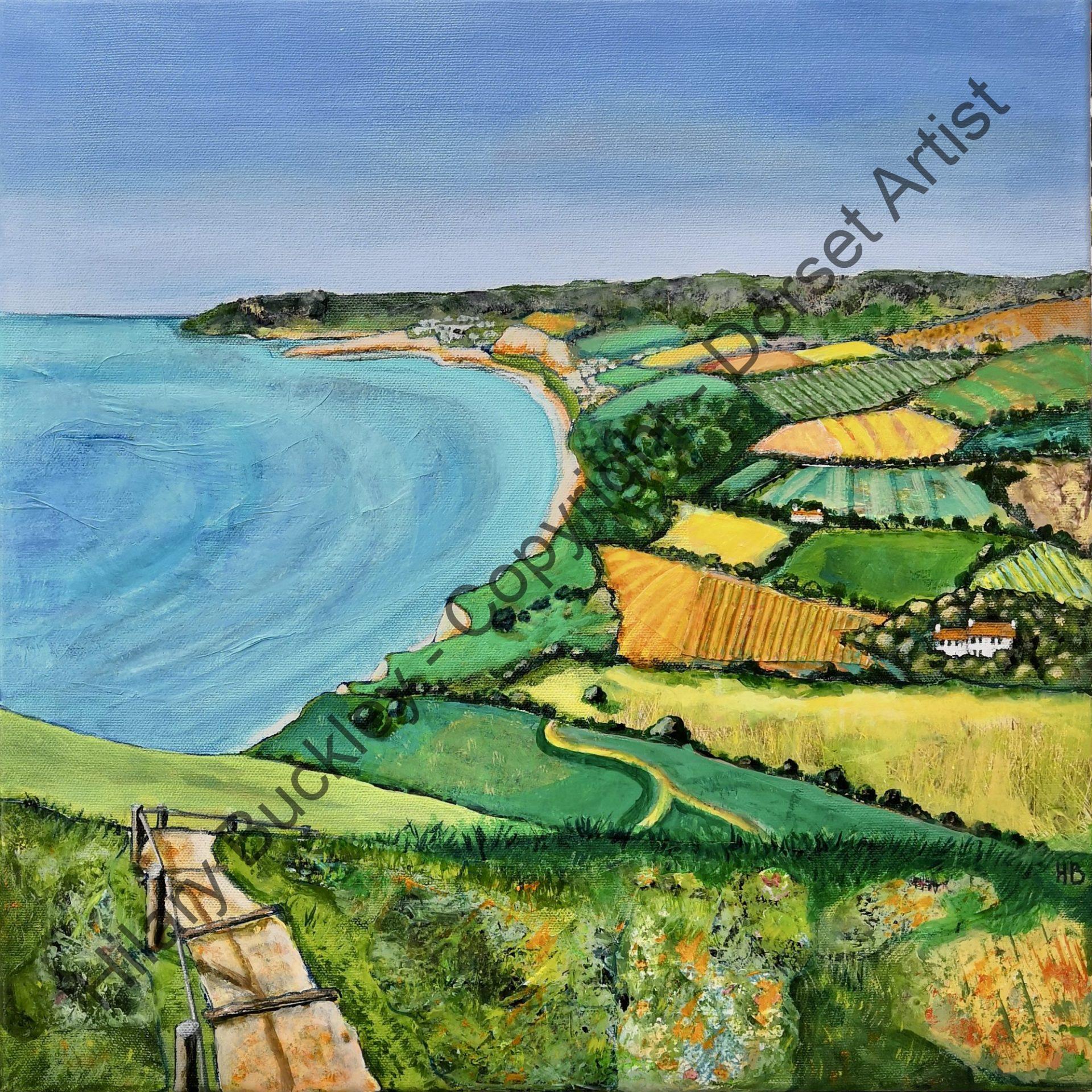 Across Stonebarrow towards Charmouth and Lyme Regis